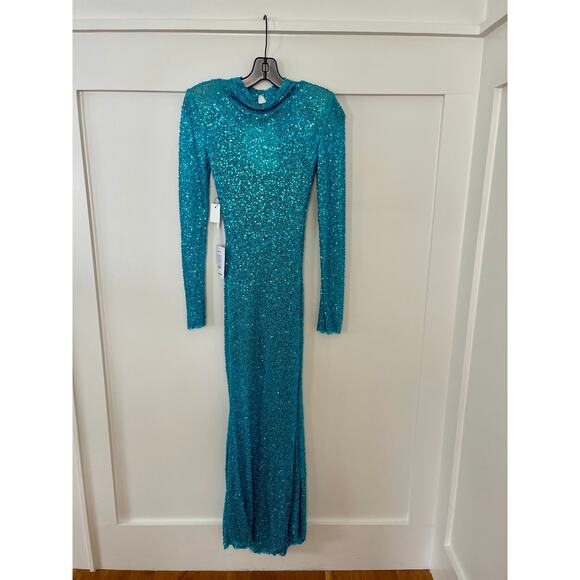 Self-Portrait Beaded Blue Maxi‎ Dress US Size 2 - Picture 2 of 4